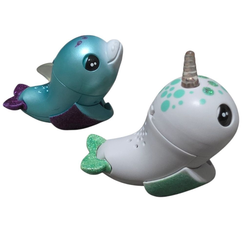 Cute Baby Narwhal and Dolphin Fingerlings Interactive Toys